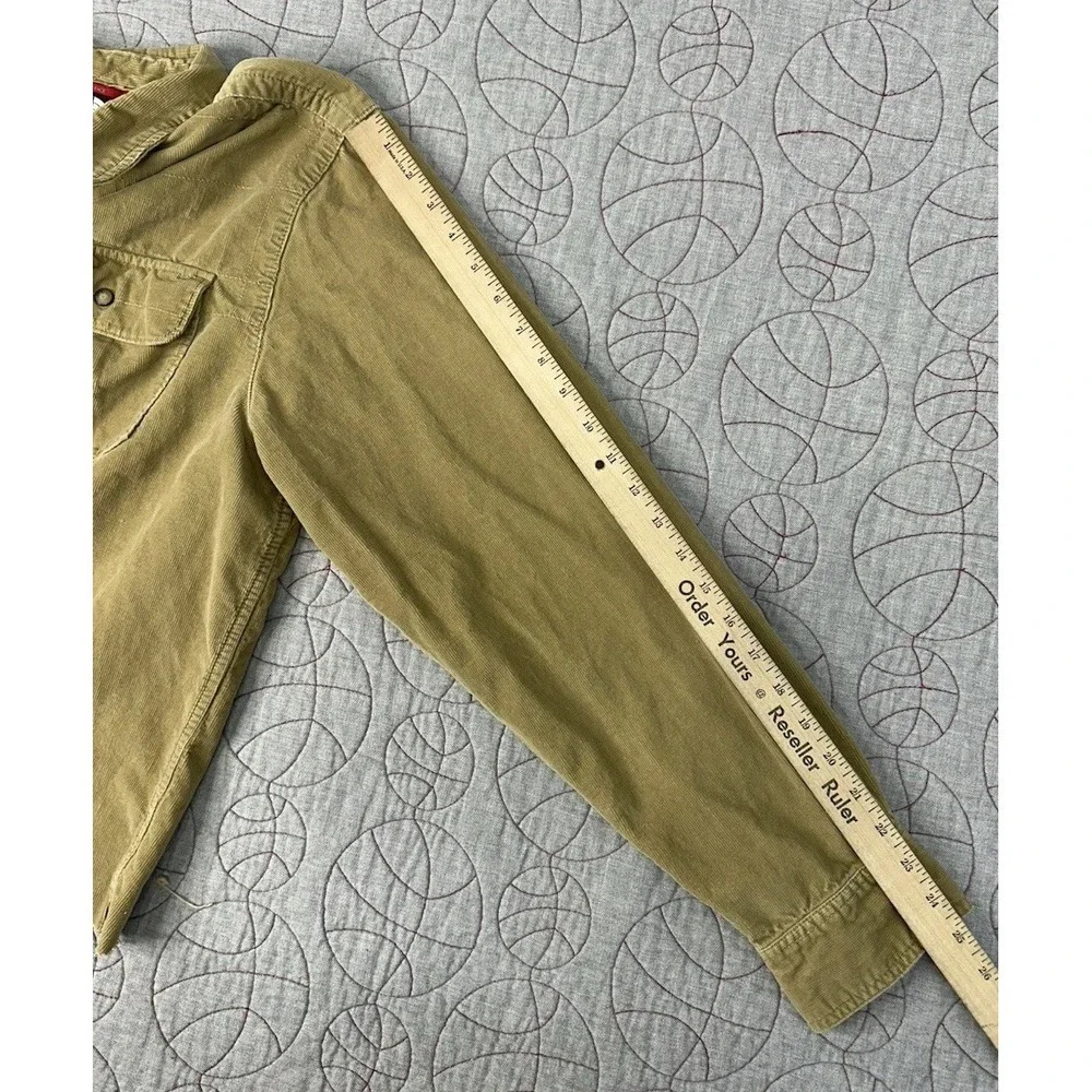 The North Face Pearl Snap Khaki Corduroy Long Sleeve / Men's XL CROPPED